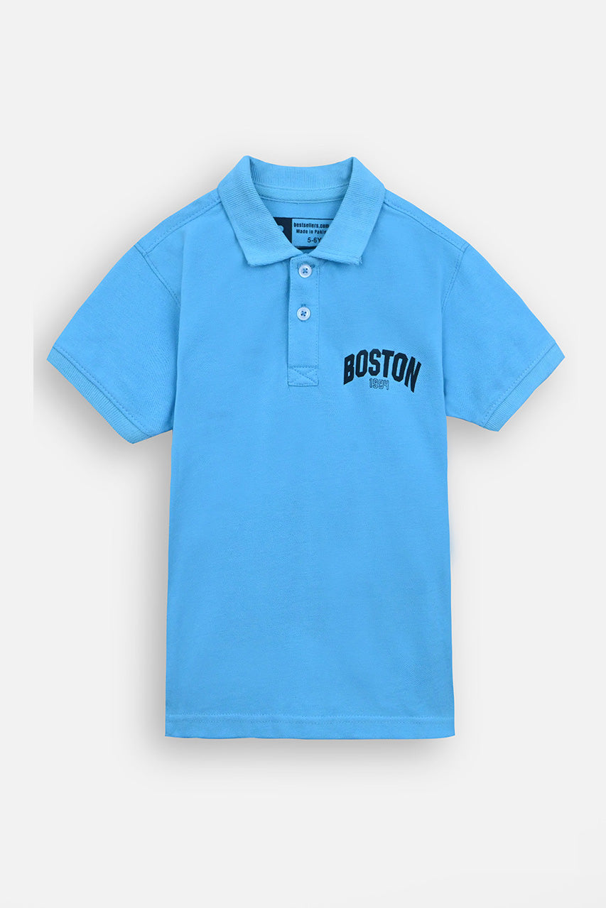 BOSTON SLOGAN PRINT POLO SHIRT